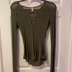 FREE PEOPLE army green long sleeve shirt
